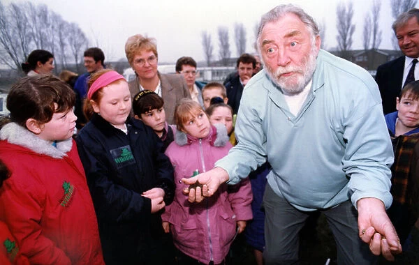 David Bellamy helps children plant trees at Cheviot First School on 1st December 1994