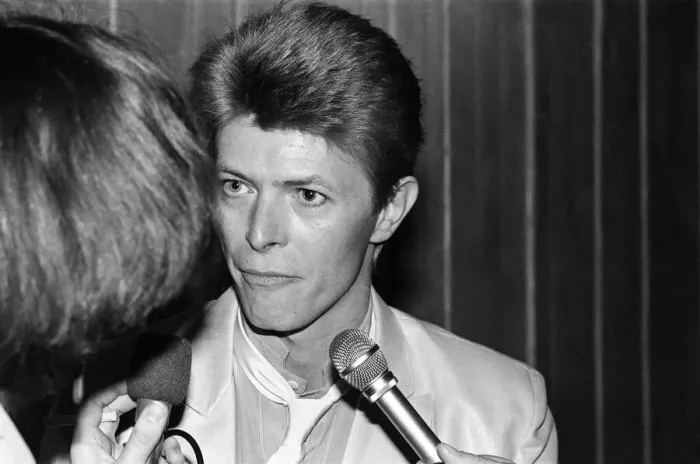 Framed Print : David Bowie at the British Rock and Pop awards. He was named the best male singer in Framed Print : David Bowie at the British Rock and Pop awards. He was named the best male singer in