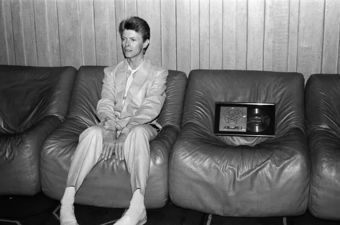 Framed Print : David Bowie at the British Rock and Pop awards. He was named the best male singer in Framed Print : David Bowie at the British Rock and Pop awards. He was named the best male singer in