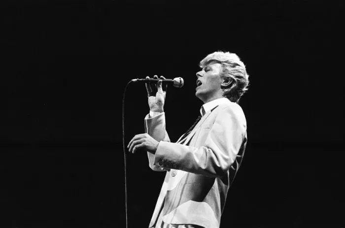 Framed Print : David Bowie performing at the NEC, Birmingham. Serious Moonlight Tour. 5th June 1983