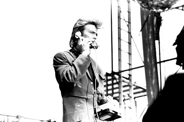 David Bowie performing at Roker Park, Sunderland on 23rd June 1987 in his Glass Spider