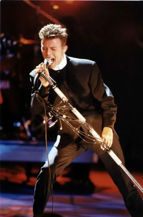 Framed Print : David Bowie pop singer at the Brits 1996