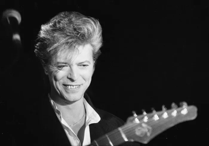 Framed Print : David Bowie seen here singing at the press conference to announce the details of his