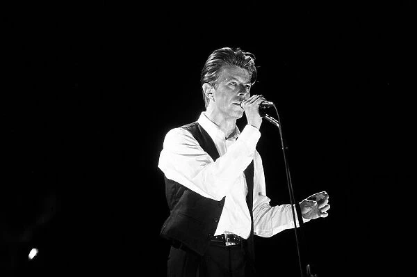 David Bowie on stage at the Birmingham NEC during the first leg of his Sound
