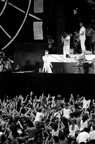 David Bowie on stage at Live Aid, Wembley Arena, London