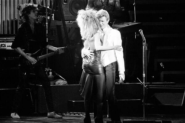 David Bowie and Tina Turner on stage together at the Birmingham NEC