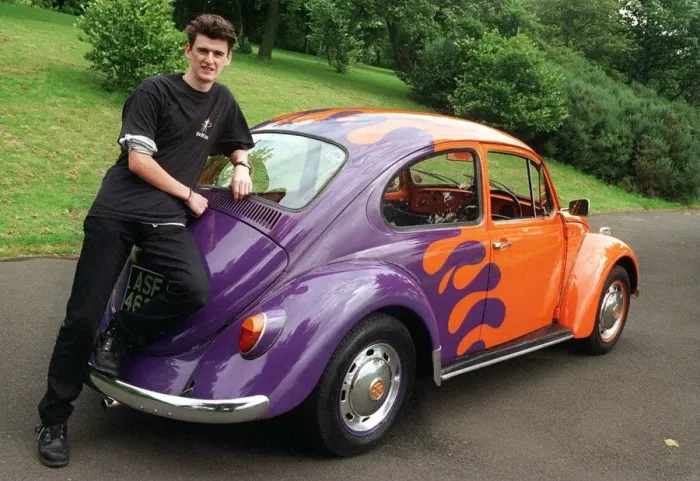 Framed Print : David Campbell and his Volkswagen Beetle August 1998 Framed Print : David Campbell and his Volkswagen Beetle August 1998