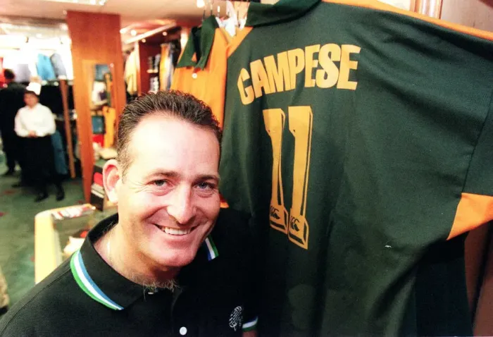Framed Print : David Campese, Australian rugby legend in Greaves Sports store Glasgow to launched his Framed Print : David Campese, Australian rugby legend in Greaves Sports store Glasgow to launched his