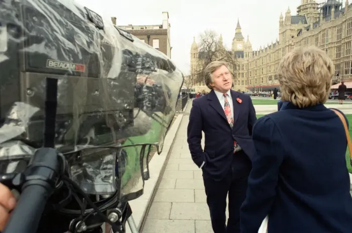 Framed Print : David Dimbleby, journalist and television presenter pictured during some outdoor filming