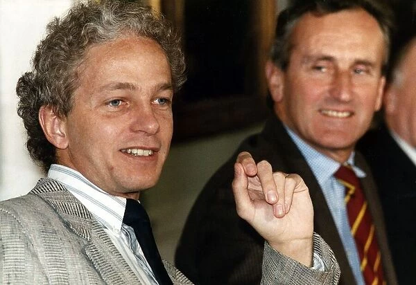 David Gower Cricket player for England sits a conference table with Ted Dexter 6th