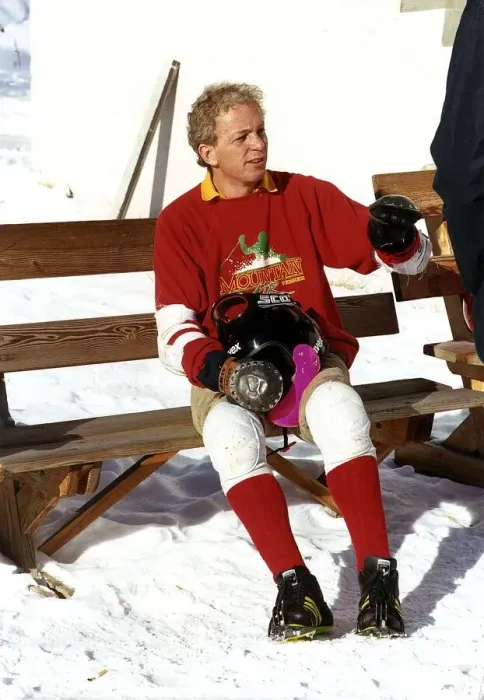 Framed Print : David Gower former England Cricket captain enjoys skiing break on the Cresta Run Framed Print : David Gower former England Cricket captain enjoys skiing break on the Cresta Run