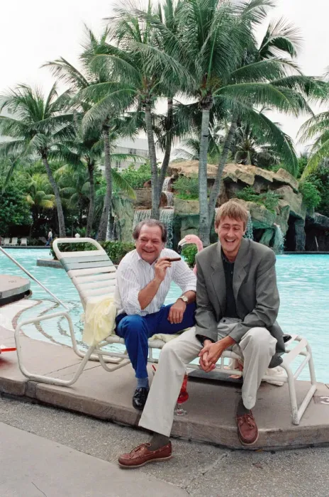 Framed Print : David Jason and Nicholas Lyndhurst on location in America filming the Framed Print : David Jason and Nicholas Lyndhurst on location in America filming the