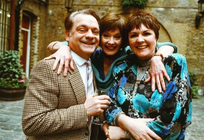 Framed Print : David Jason, Nicola Paggett and Gwen Taylor in comedy series A Bit of a Do Framed Print : David Jason, Nicola Paggett and Gwen Taylor in comedy series A Bit of a Do