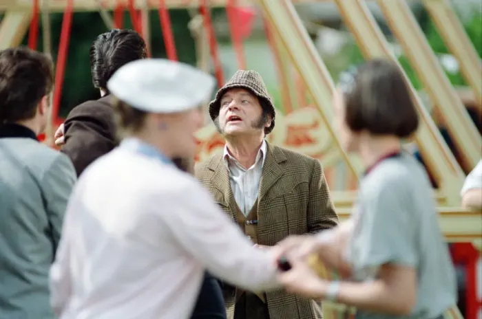 Framed Print : David Jason playing the role of Pop Larkin during the filming of Framed Print : David Jason playing the role of Pop Larkin during the filming of
