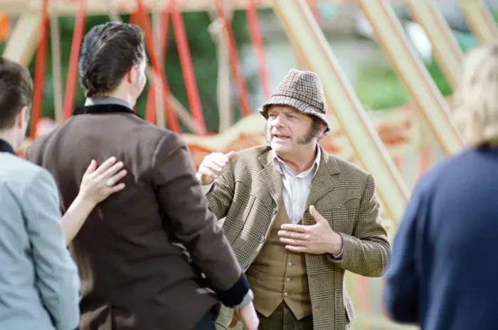 Framed Print : David Jason playing the role of Pop Larkin during the filming of Framed Print : David Jason playing the role of Pop Larkin during the filming of