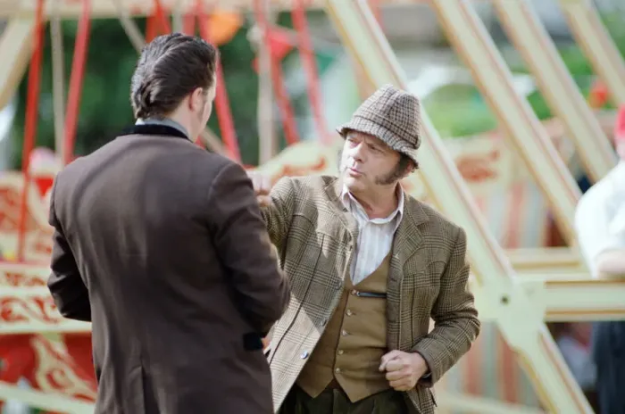 Framed Print : David Jason playing the role of Pop Larkin during the filming of