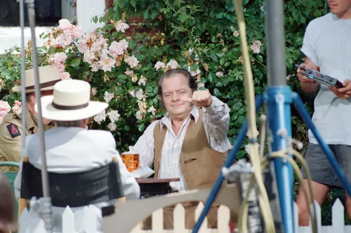Framed Print : David Jason playing the role of Pop Larkin during the filming of Framed Print : David Jason playing the role of Pop Larkin during the filming of