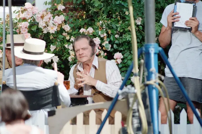 Framed Print : David Jason playing the role of Pop Larkin during the filming of Framed Print : David Jason playing the role of Pop Larkin during the filming of