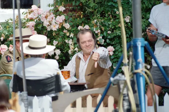 Framed Print : David Jason playing the role of Pop Larkin during the filming of Framed Print : David Jason playing the role of Pop Larkin during the filming of