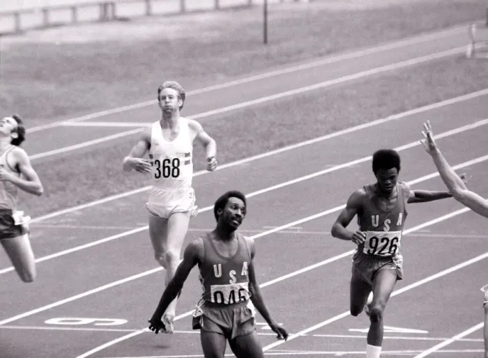 Framed Print : David Jenkins (368) at the finish of the 400m final who finished 7th Framed Print : David Jenkins (368) at the finish of the 400m final who finished 7th