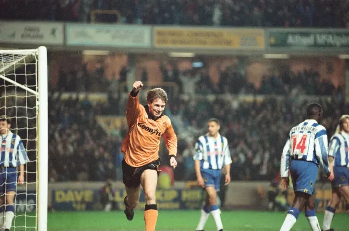 Framed Print : David Kelly celebrates his goal against Sheffield Wednesday in the FA Cup to put Wolves Framed Print : David Kelly celebrates his goal against Sheffield Wednesday in the FA Cup to put Wolves