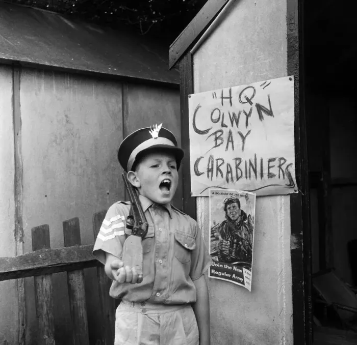 Framed Print : David Kilgour, aged 8, who wants to be a soldier seen at his home in Mochdre, Colwyn Bay