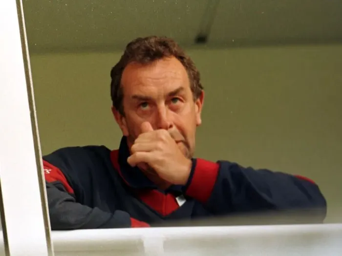 Framed Print : David Lloyd England cricket coach August 1998 watches Englands defeat against Sri