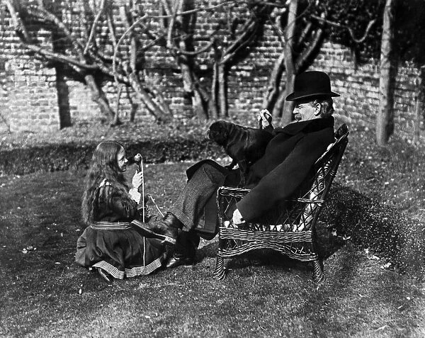 David Lloyd George British Prime Minister with daughter Megan in Folkestone. 1911