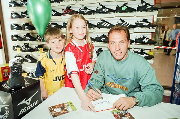 David Platt, Arsenal Football Player, opens Just Trainers shop in Reading, 7th April 1997