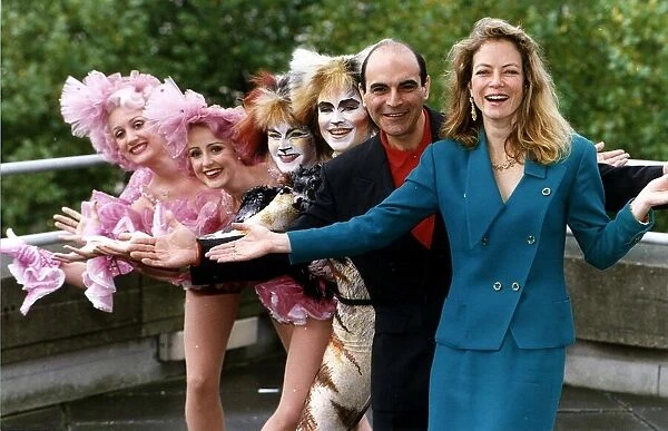 David Suchet Actor With Actress Jenny Seagrove And Girls From The Cast Of 'Cats'