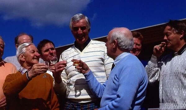 Davie Provan having drink with backroom staff May 1989