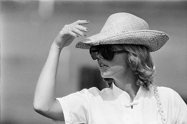 Davina Sheffield watches the polo at Taunton, Somerset. 10th September 1976