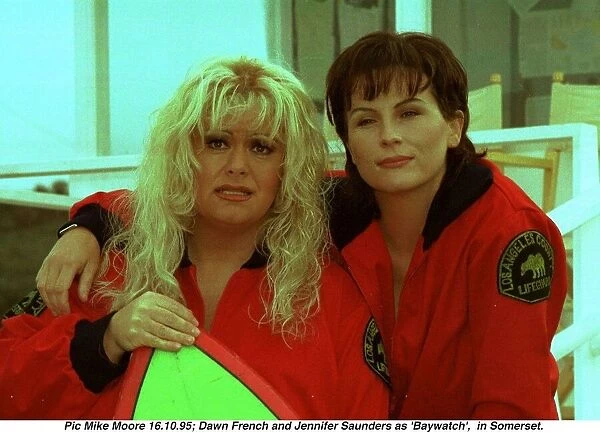 Dawn French and Jennifer Saunders on Baywatch set in Somerset filming for new television