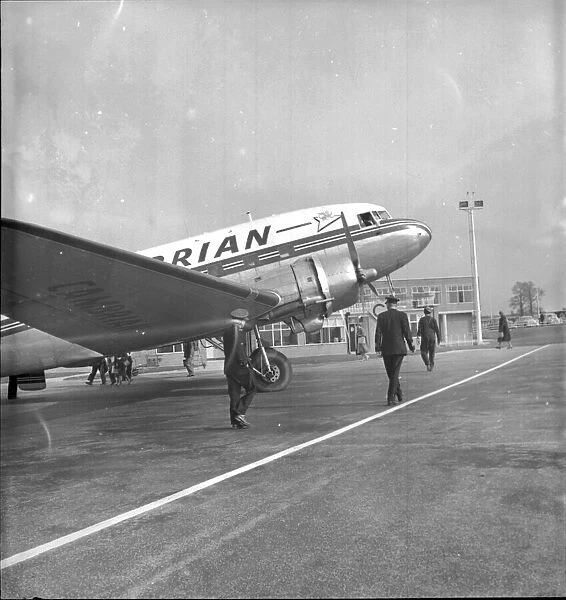 A DC3 of Cambrian Airways seen here on the apron of Lulsgate Airport which is now Bristol
