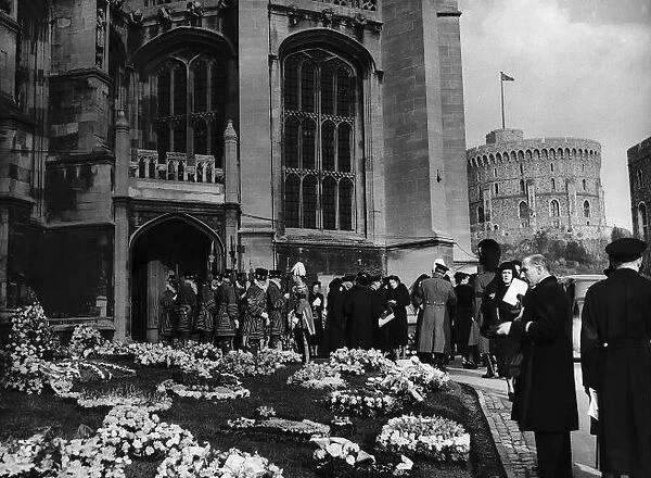 Death of King George VI After the funeral service St Georges Chapel Windsor