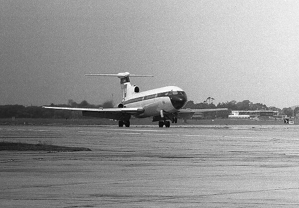 DeHavilland Trident of BEA (British European Airways) touches down for the first ever