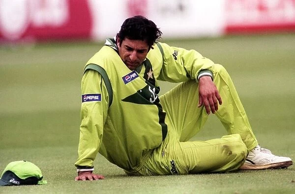 A dejected looking Wasim Akrim June 1999 as his Pakistan side lose to India