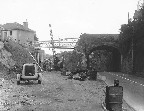 The demolition of the original Kingskerswell Arch on the Newton Road in 1964