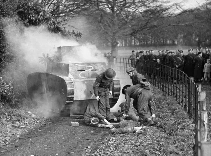 Framed Print : A demonstration in the method of dealing with an enemy tank by a platoon of the Home Framed Print : A demonstration in the method of dealing with an enemy tank by a platoon of the Home