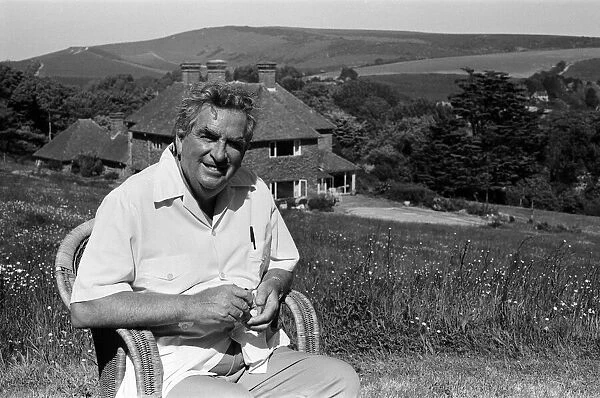 Denis Healey in the garden at his home in Sussex. 30th May 1985