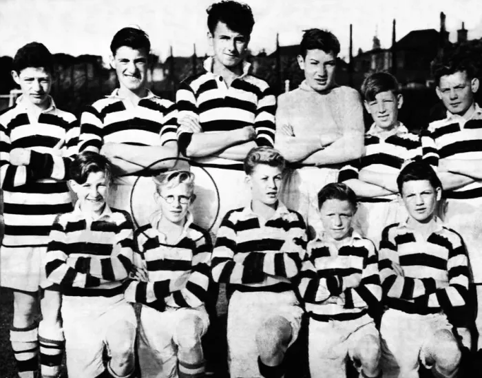 Framed Print : Denis Law (circled) at Aberdeen junior trials, circa 1950 Framed Print : Denis Law (circled) at Aberdeen junior trials, circa 1950