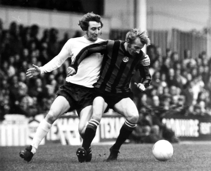 Framed Print : Denis Law of Manchester City in action with Tottenham Hotspur Framed Print : Denis Law of Manchester City in action with Tottenham Hotspur