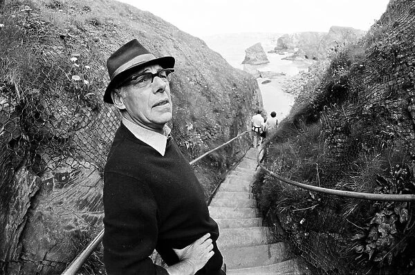 Denis Thatcher on holiday at Bedruthan, Cornwall. 10th August 1981