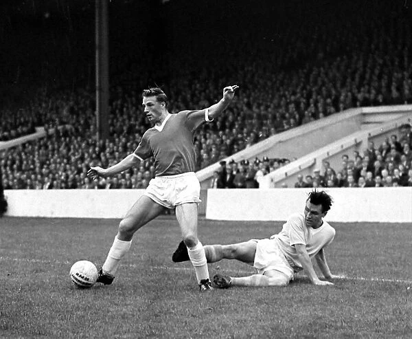 Dennis Viollet in action for Manchester United during the league match against Manchester