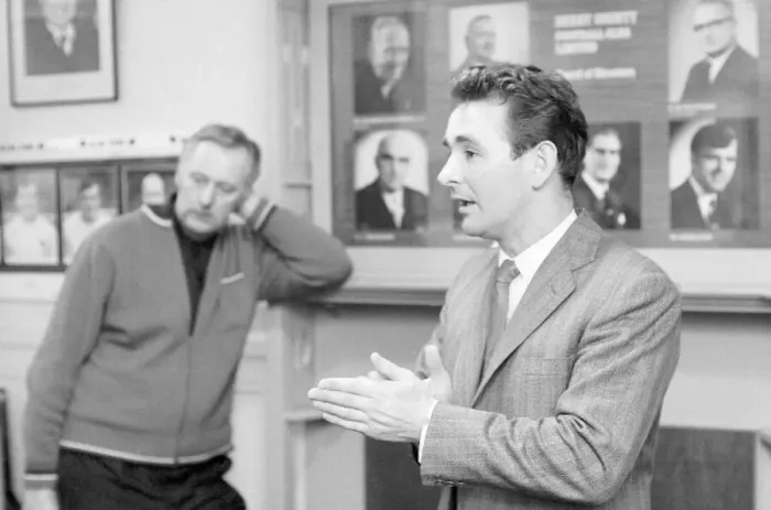 Framed Print : Derby County manager Brian Clough seen here with assistant manager Peter Taylor in Framed Print : Derby County manager Brian Clough seen here with assistant manager Peter Taylor in