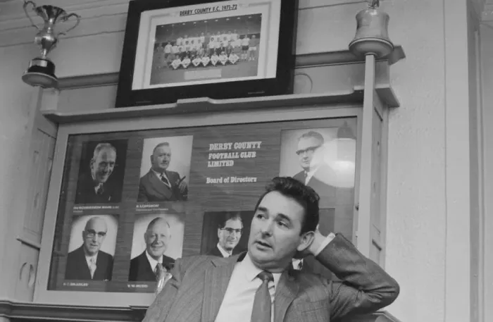 Framed Print : Derby County manager Brian Clough seen here in the boardroom of the Baseball Ground Framed Print : Derby County manager Brian Clough seen here in the boardroom of the Baseball Ground