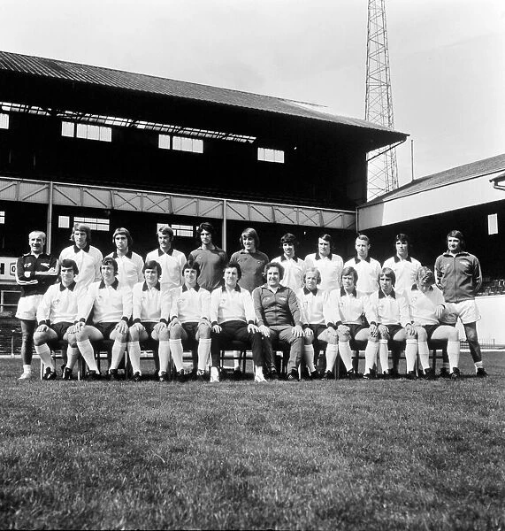Derby County squad for the 1974 - 1975 League campaign pose for a group photograph at