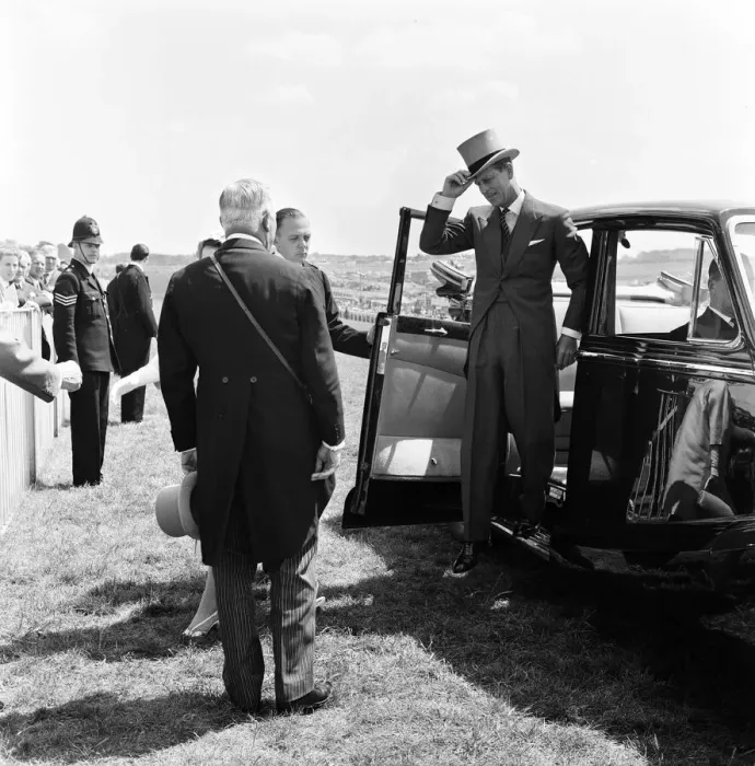 Framed Print : Derby Day at Epsom. Pictured, the Royals arriving, Duke of Edinburgh. 3rd June 1959