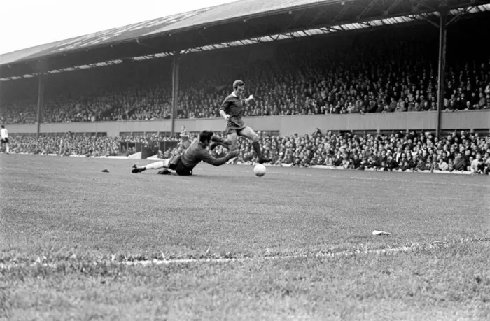 Framed Print : Derby v. Liverpool. Green in the Derby goal kept busy by Liverpool attack