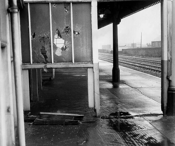 The derelict Felling Railway Station which has been vandalised on 14th January 1979